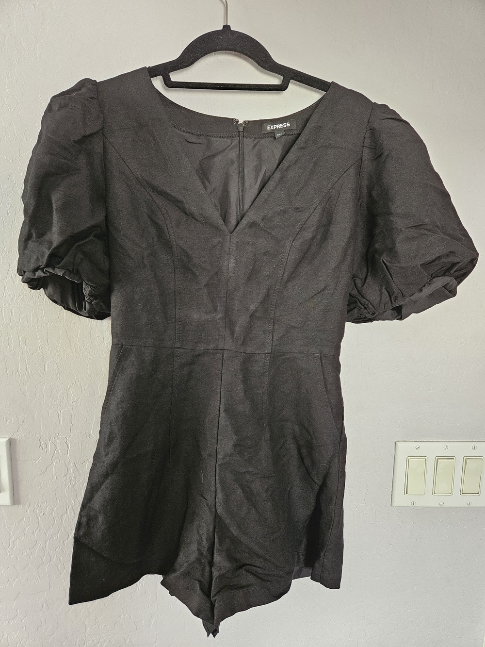 Express Black Puff Sleeve Romper